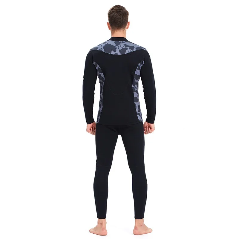 Combinaison de plongée haut/bas 2mm en néoprène, veste/pantalon à manches longues, fermeture éclair à l'avant, pour le surf, la plongée, la natation et le kayak