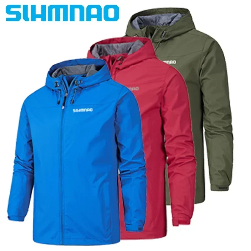 Casual Fishing Outerwear Men Zipper Hooded Windproof Waterproof Jacket Spring Autumn Daily Hiking Wear