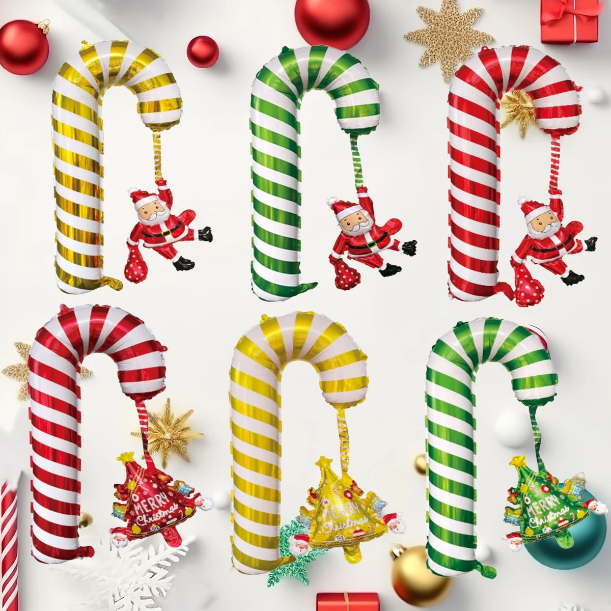 6 stücke Laterne Weihnachten Zuckerrohr Luftballons Santa Claus Baum Krücke Ballon Weihnachten Dekorationen Navidad 2026 Dekor