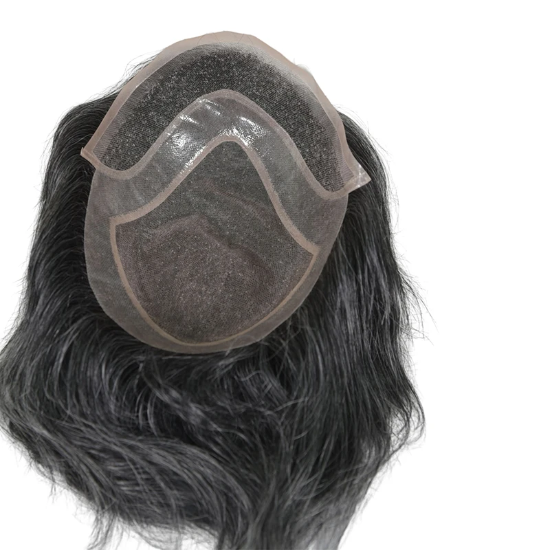 أحادية بولي PU الدانتيل الجبهة الرجال الشعر المستعار 6-7 بوصة ابيض عقدة الهندي ريمي الشعر البشري الطبيعي الشعرية الاصطناعية نظام الذكور هيربيسي