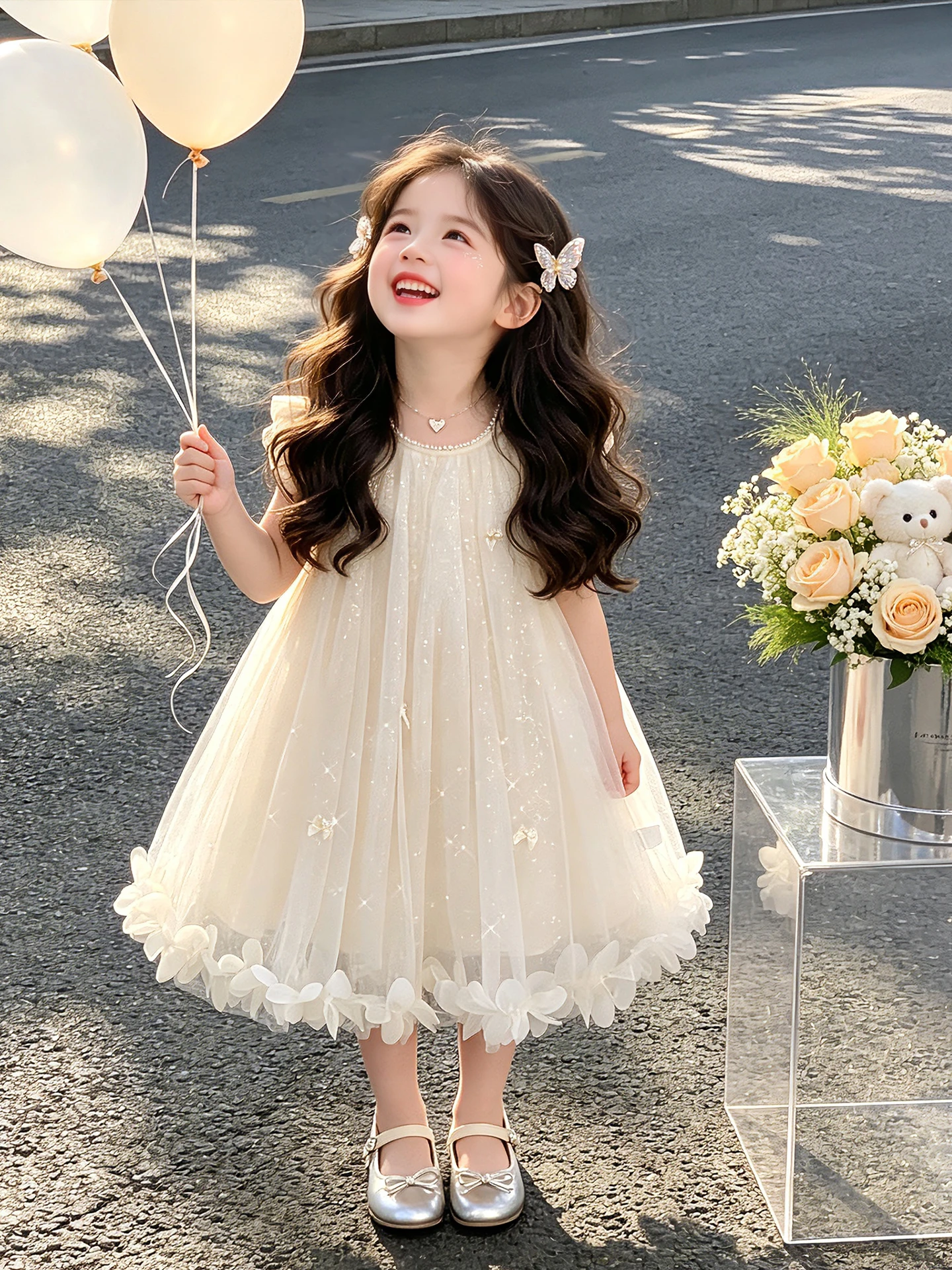 Vestido de Princesa para Meninas, Novo Estilo de Verão, Saia de Malha Fina, Roupa de Verão para Bebê, Vestido de Cerimônia de...