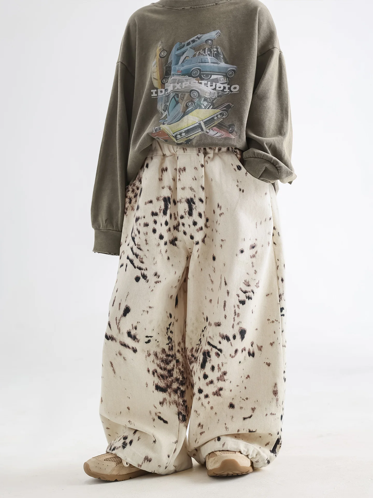Children Clothes Boys Spring Jeans 2025 New Fashionable Korean Style Leopard Print Fashionable Kids Casual Loose Wide Leg Pants