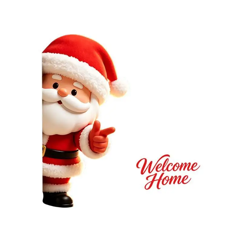 3D Peeking Santa Wall Sticker Reusable Welcome Sign for Christmas Entryway Living Room Kids Room Home Decor