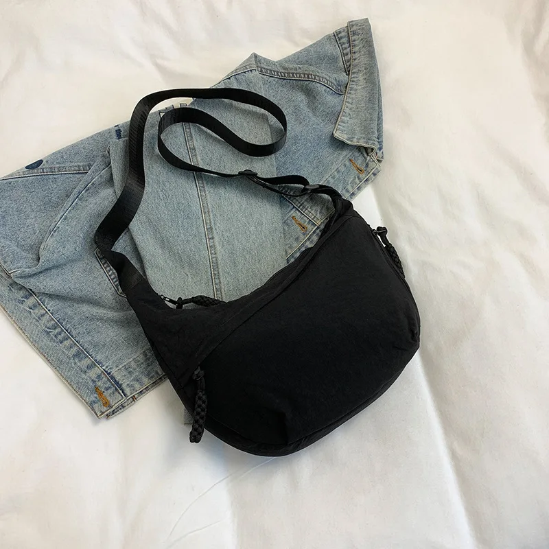 

Versatile Canvas Crossbody Bags Korean Simplified Large Capacity Shoulder Bag Solid Color Lightweight Dumpling Bag Women