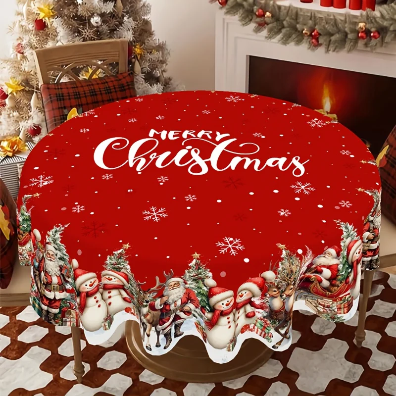 1 piece Santa Merry Christmas tablecloth Vintage Snowman Rectangle/Round Tablecloth Christmas Decoration