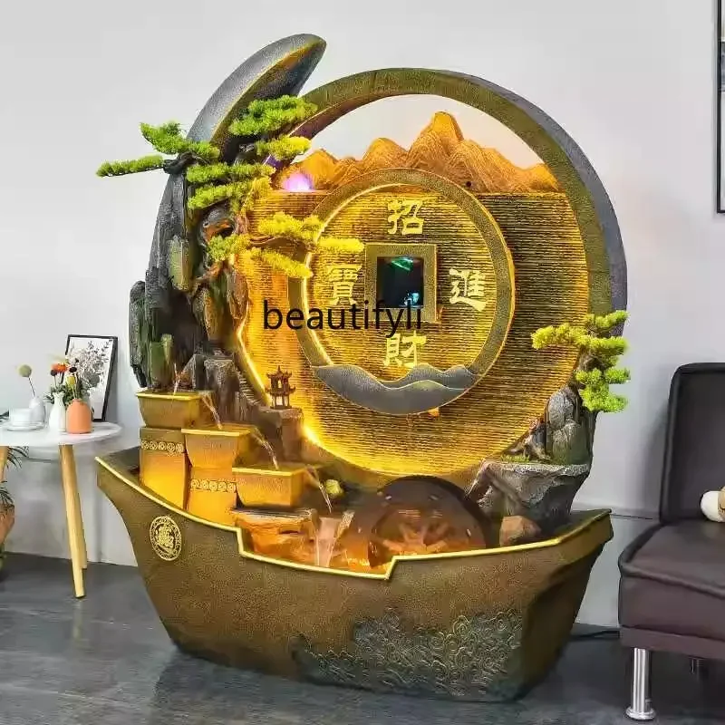 

NQ Water curtain wall, running water screen partition, courtyard, rockery, fish pond landscape decoration ornament landing