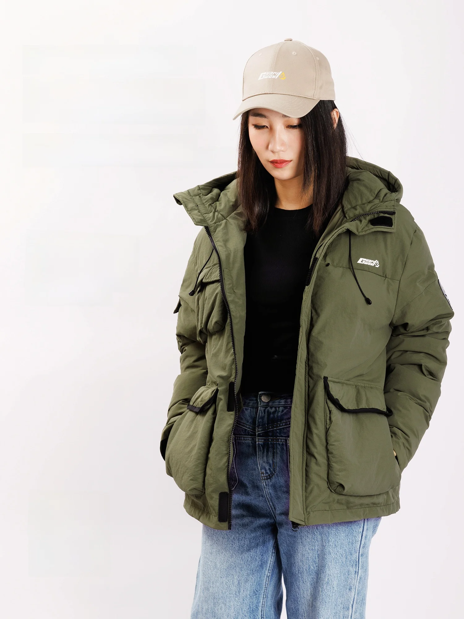 

Thiened Outdoor Cotton Jaet ex Winter Warm Workwear Tee-Proof Technology New Snowy Tee-Resistant Cotton Coat