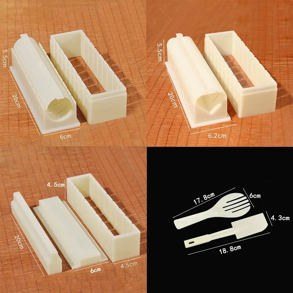 3pcs/set Sushi Maker Equipment Kit Plastic Kimbap Sushi Rolls Mold Round Square Heart-shaped Sushi Making Tools Cake Roll Mold