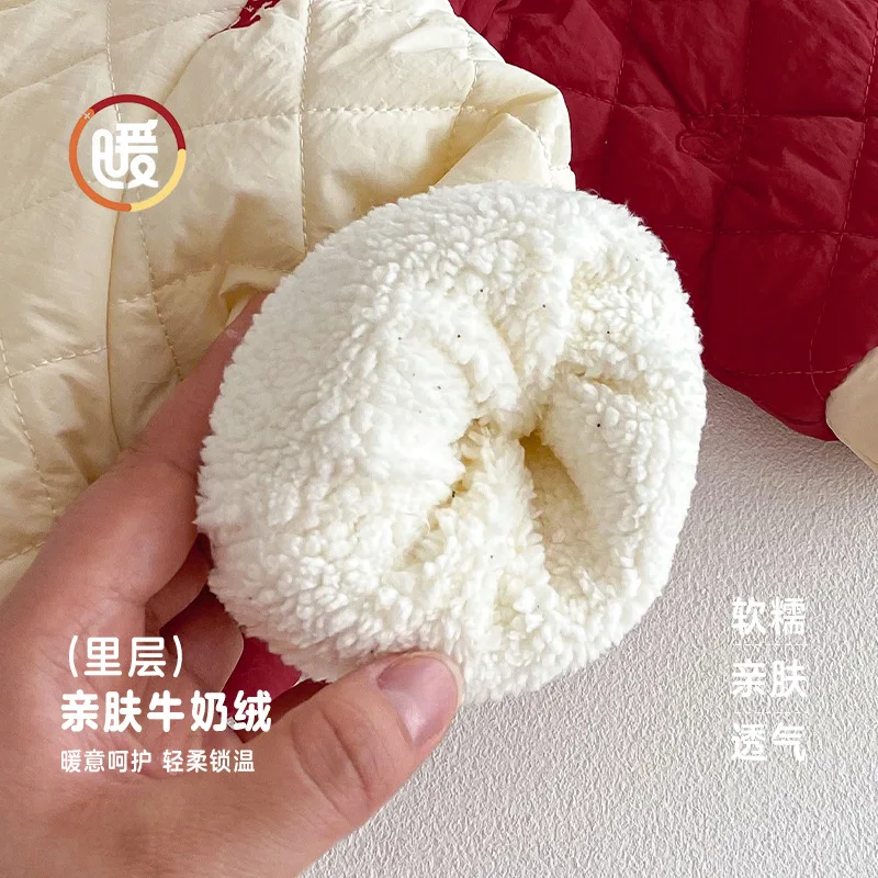 Children's New Year's Cotton Clothes 2025 New Winter Girls' Chinese Style Embroidered Thick Cotton Clothes Baby
