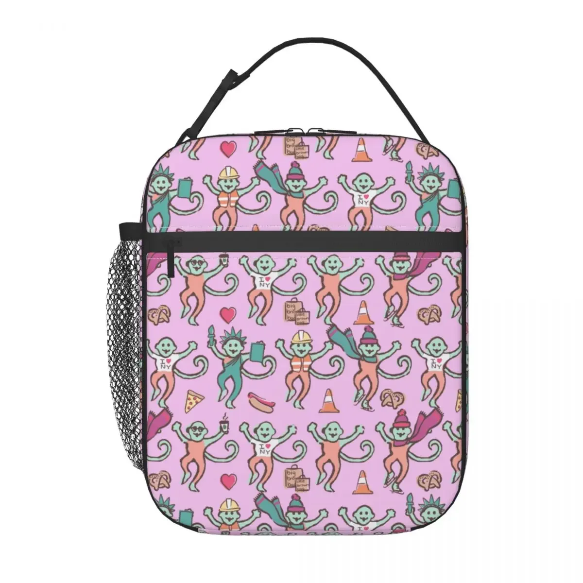 Preppy Roller Monkeys Rabbit Insulated Lunch Bag for Women Waterproof Cooler Thermal Lunch Box Kids School Children