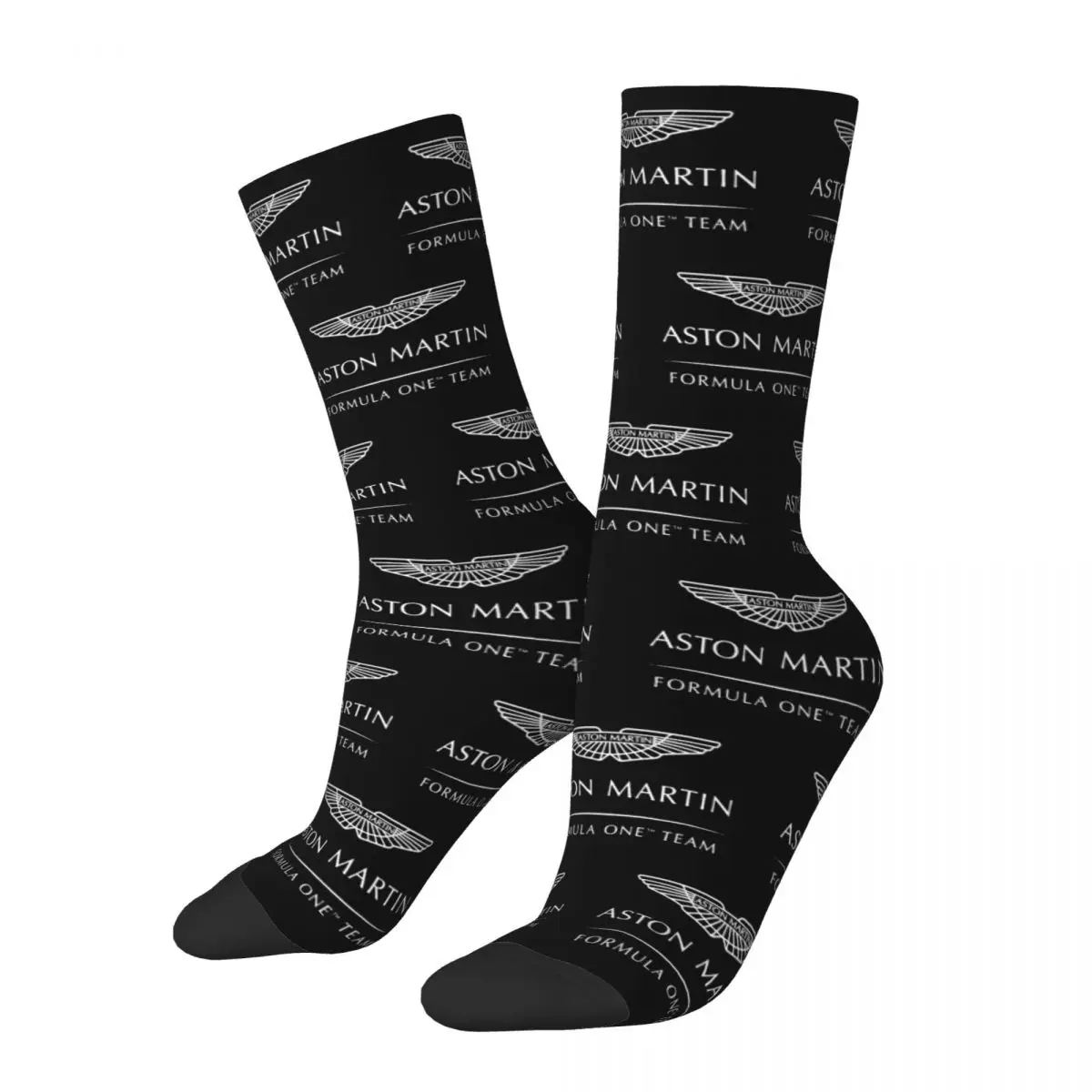 Casual Aston Martin F1 Sports Socks Formula One Polyester Middle Tube Socks for Women Men Sweat Absorbing