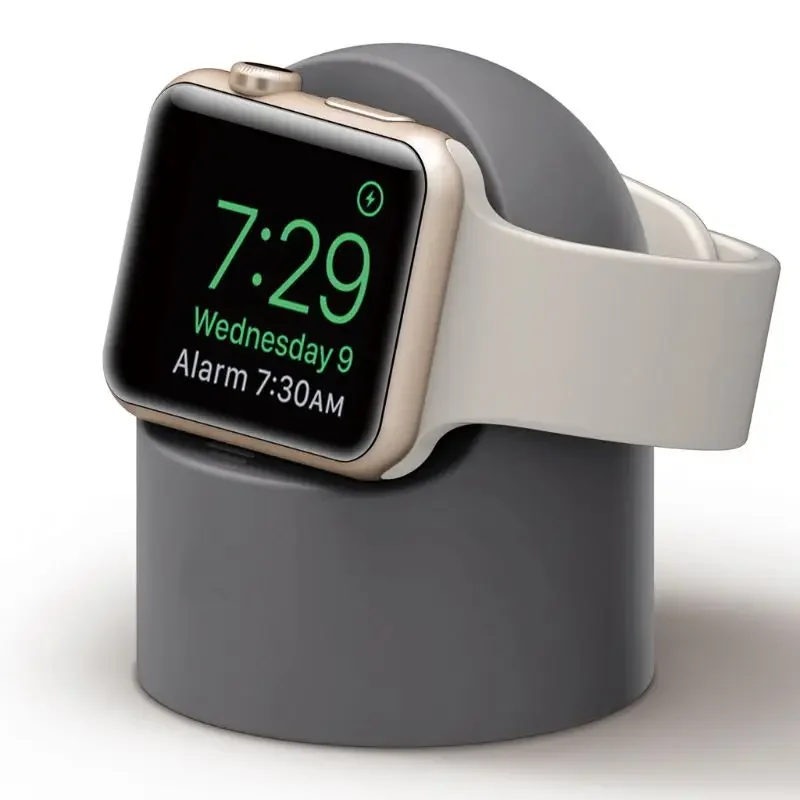 Ladeständer für Apple Watch Serie Ultra/8/SE2/7/6/SE/4/3 49 mm/45 mm/44 mm/42 mm/41 mm/40 mm/38 mm, langlebiger Silikon-Nachttischmodus