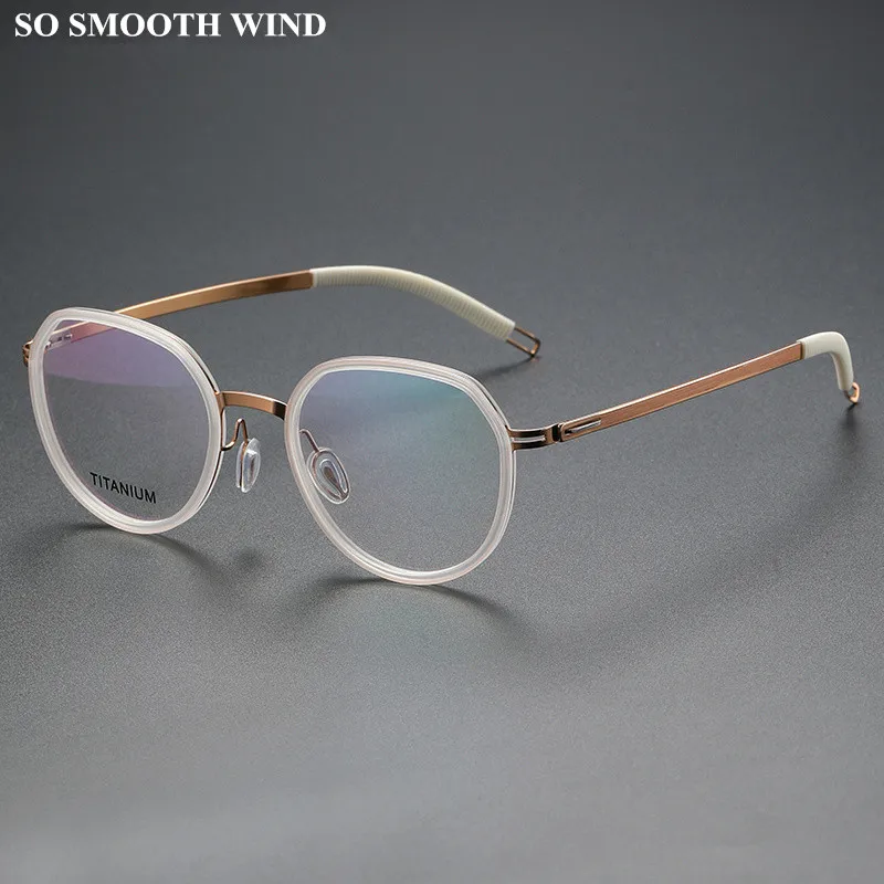 Round Screwless Eyeglasses Frame Ultralight Men Women Titanium Myopia Spectacles Optical Prescription Eyewear Lenses Rubber Ring