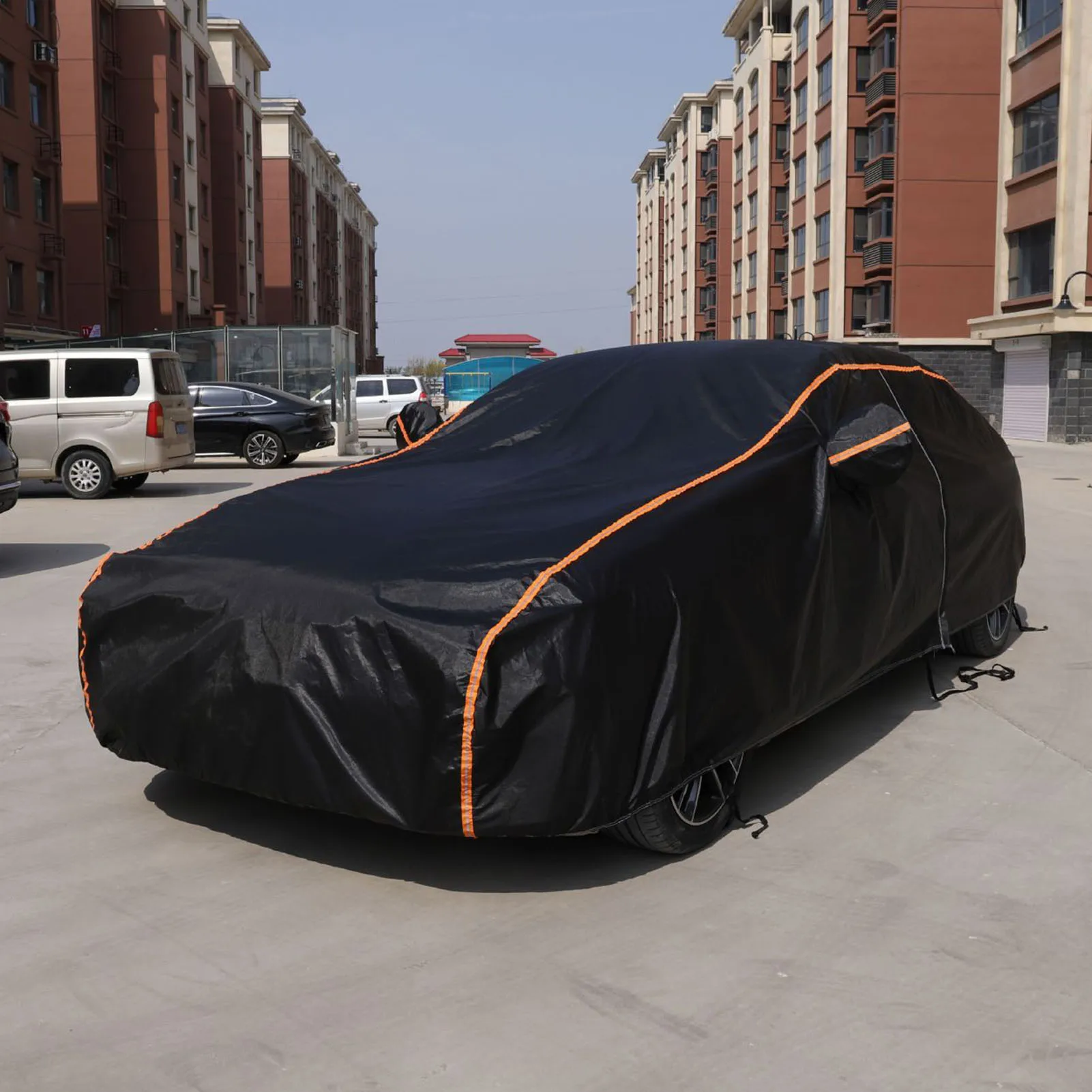 

Car Cover with Reflective Strips Anti-UV Simple Installation Heavy Duty Outdoor Rain Sun Snow Dust Protection Full Exterior