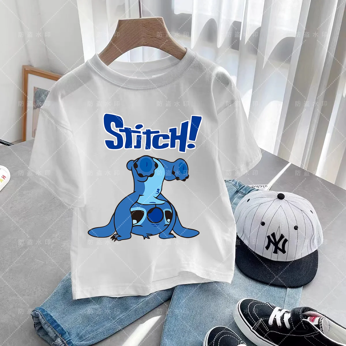 Summer Children Top Stitch Kawaii Disney Y2k Children's Clothing T Shirt Tops Short Sleeve Cartoons Disney Cartoons Kawaii Kids