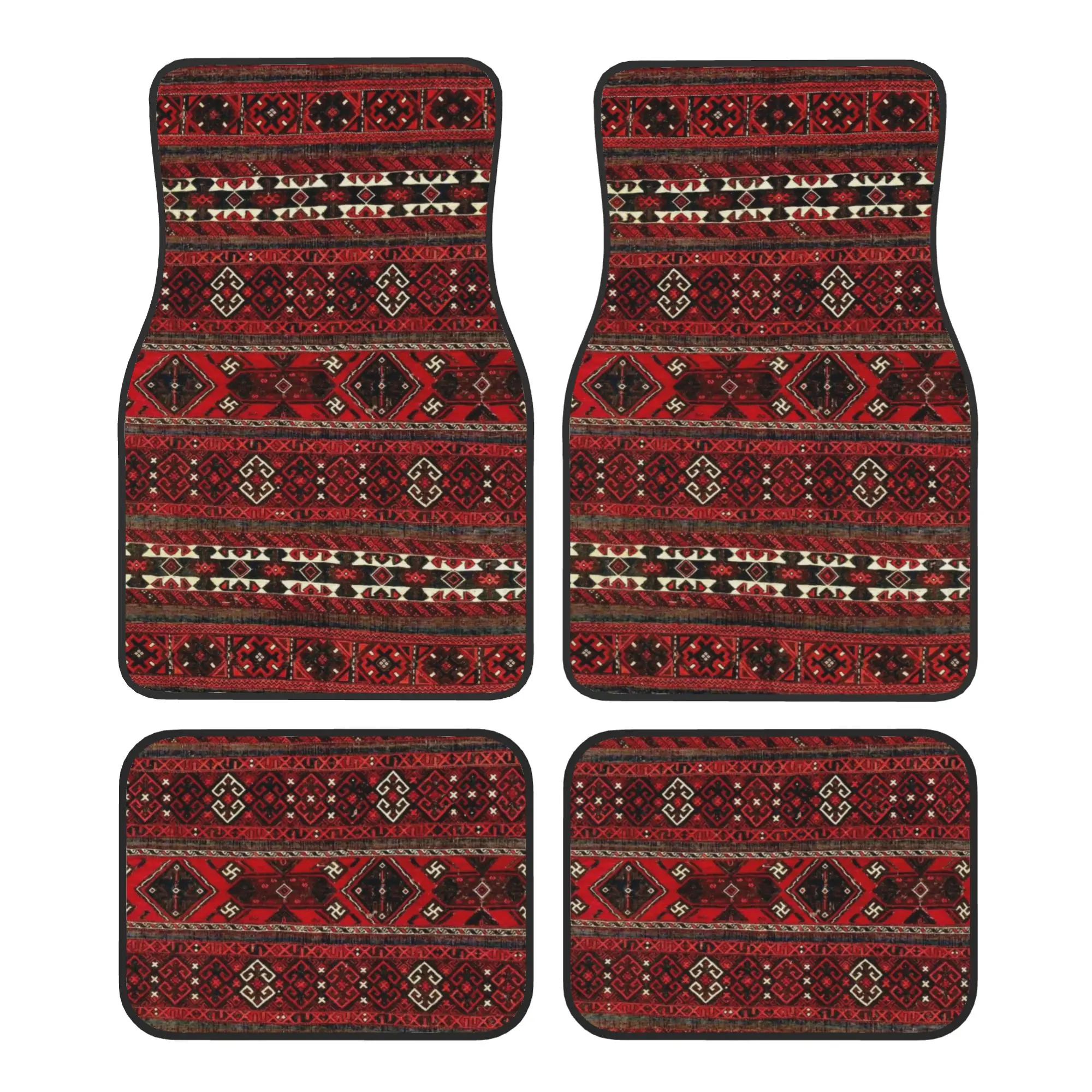 Baluch Flatweave Afghanistan Rug Car Floor Mats of 4 Pieces Turkish Kilim Ethnic Universal Car Front Rear Carpets Foot Mats