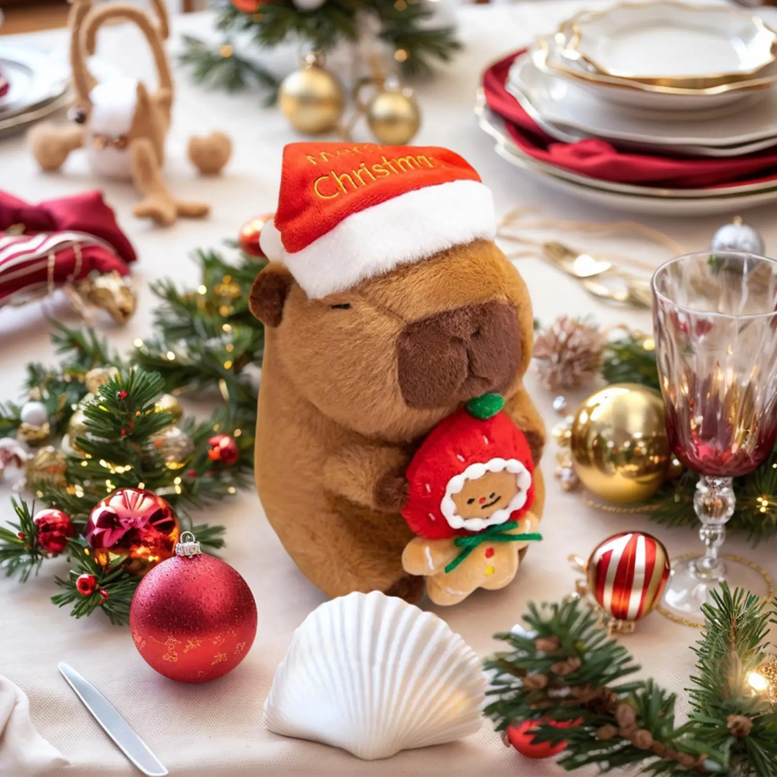 

Милая капибара, плюшевая рождественская мягкая домашняя одежда, очаровательная плюшевая игрушка, куклы, украшения для малышей, праздничный автомобиль, спальня, диван, жизнь