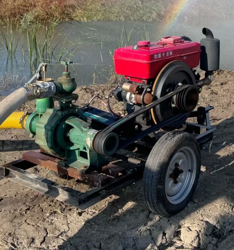 6 Inch High Pressure Agricultural Water Pump, 15/18/20 HP Fuel Powered Water Pump for Large Scale Agricultural Irrigation