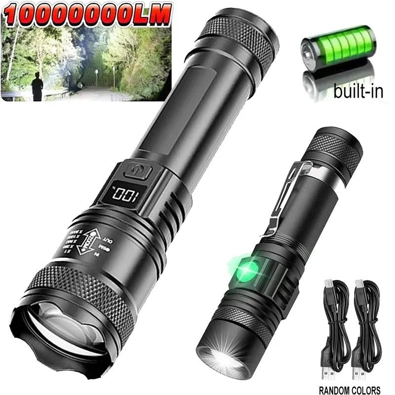 

Ultra Bright LED Flashlight Rechargeable Lamp with Clip Portable T6 Tactical Torch for Outdoor Camping Hiking Cycling Lantern