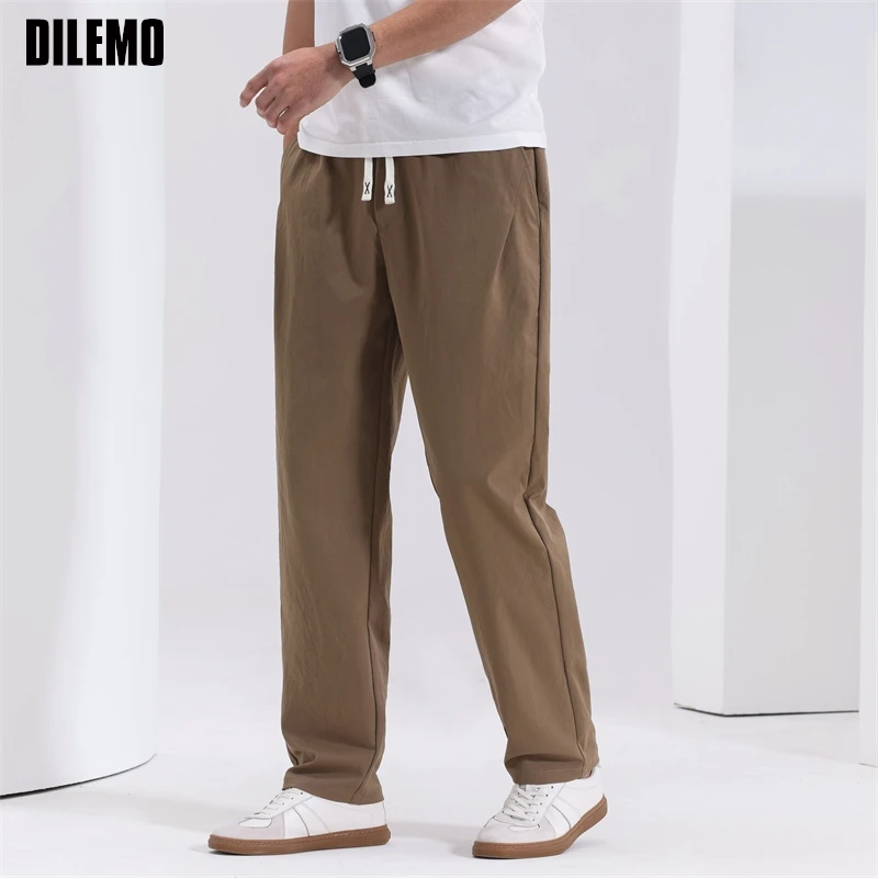 

Top Quality New Brand Casual Fashion Comfortable Essential Straight Long Pants Men Korean Lace Up Trousers Men's Clothes