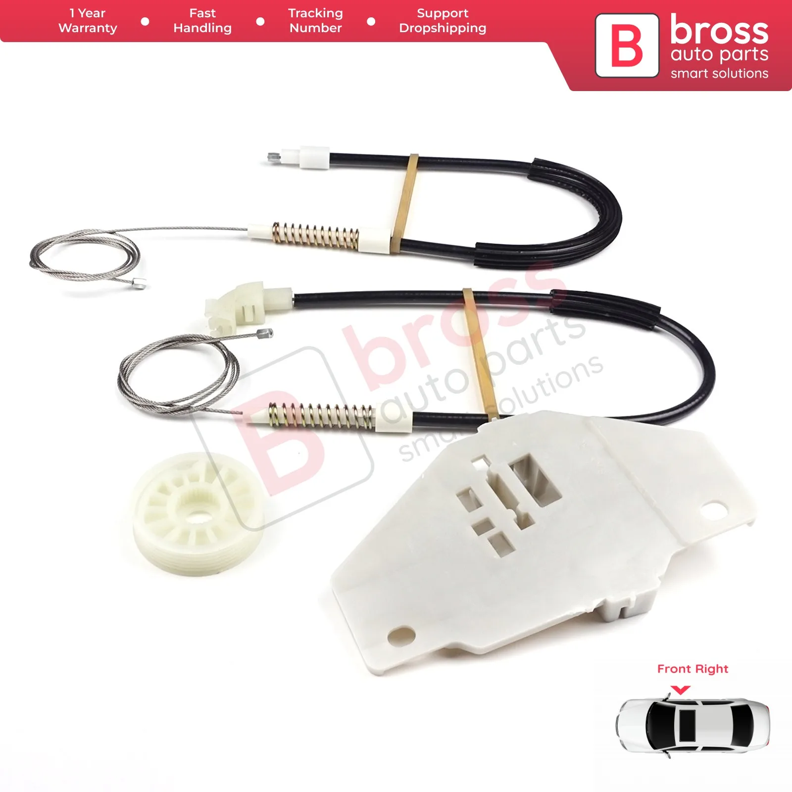 BWR667 Set perbaikan Regulator pengangkat jendela listrik, depan kanan untuk Ford Transit Connect Tourneo MK1 2002-2013 MPV MPV