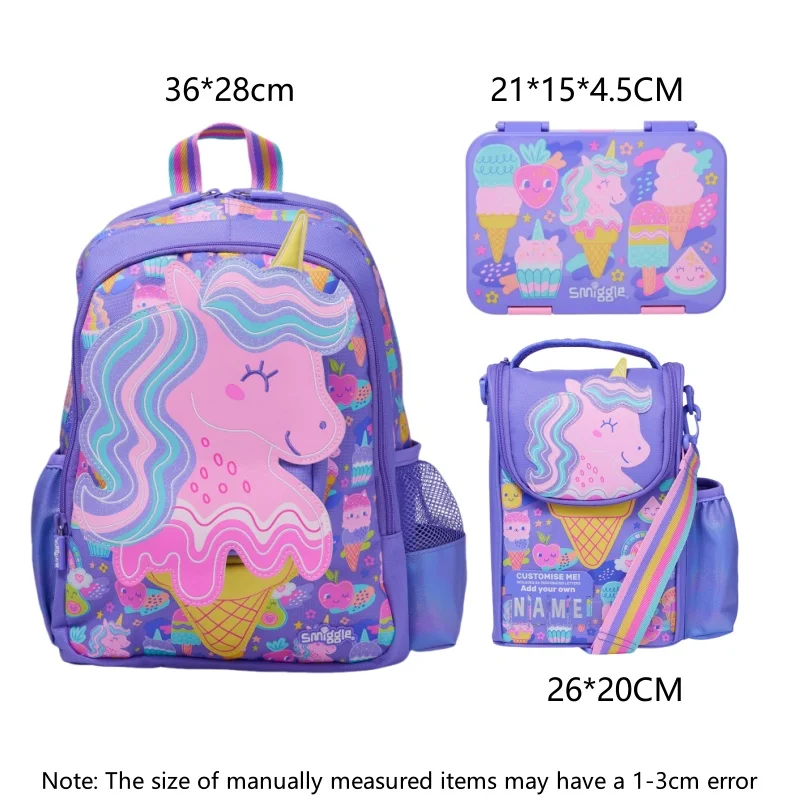 حقيقي أستراليا الأرجواني يونيكورن على ظهره الكرتون لطيف المدرسة الابتدائية رياض الأطفال حقيبة مدرسية حقيبة الغداء لوازم الطلاب #6