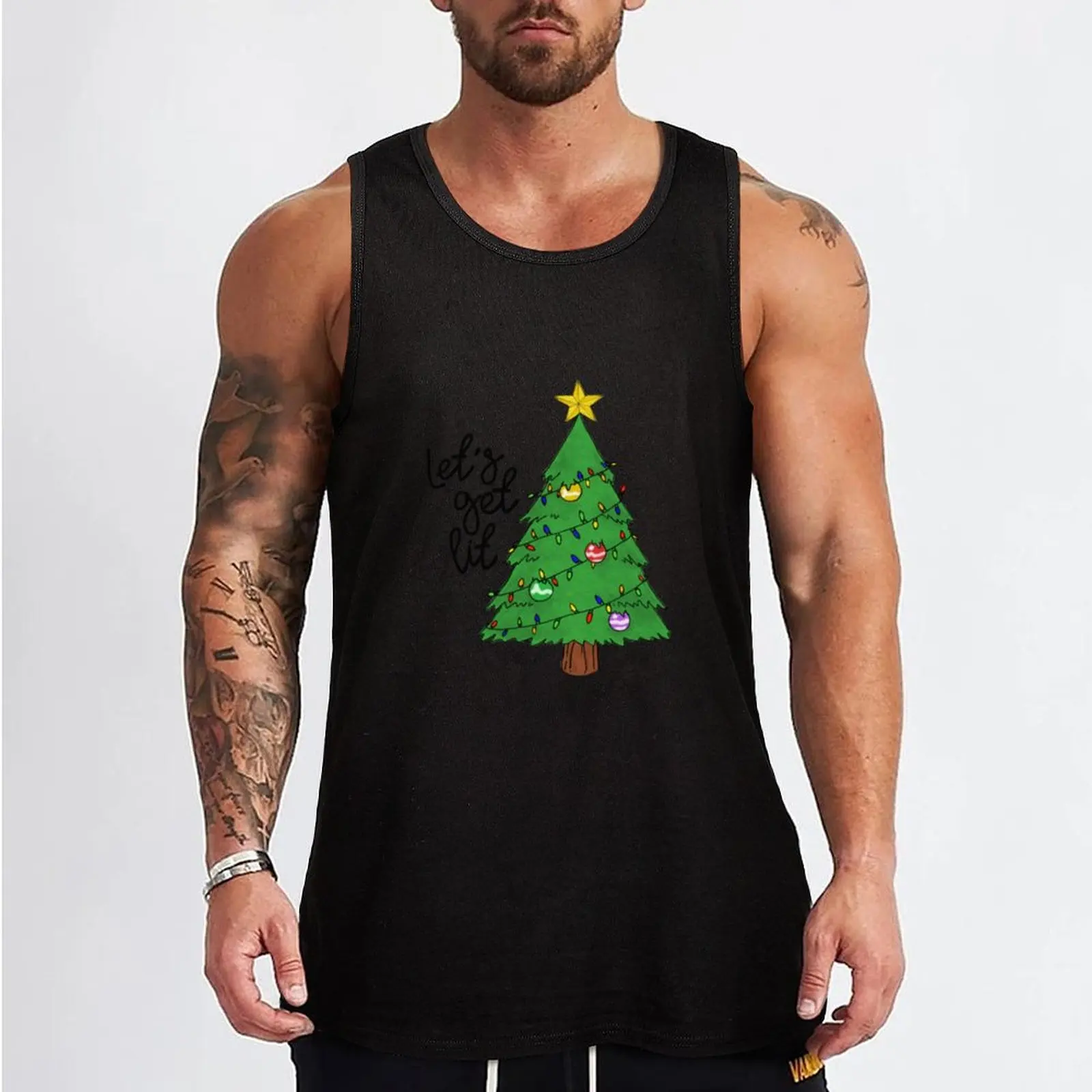 Let’s get lit holiday Tank Top gym t-shirts man gym accessories man