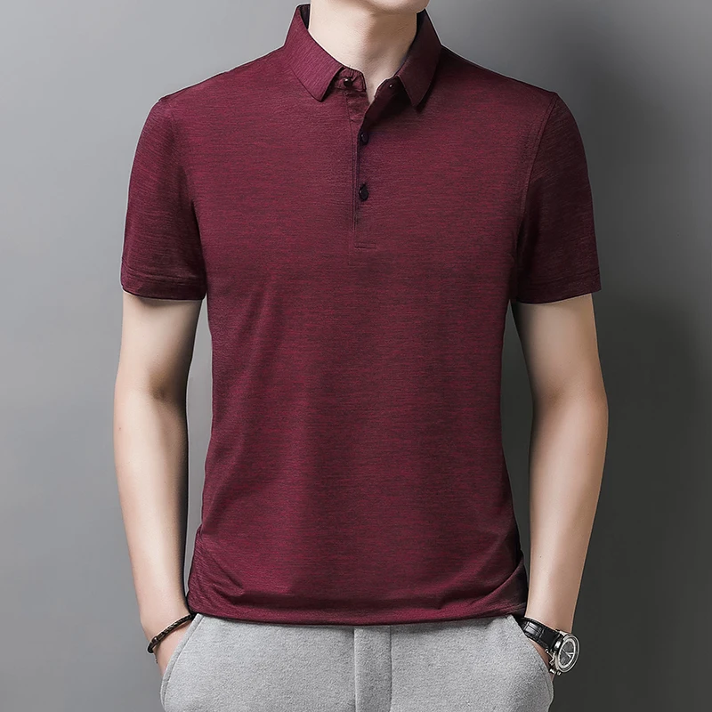 

Summer T Shirt for Men 2022 Business Casual Quick Dry Short Sleeve T Shirt Solid Color Thin Turn-Down Collar Men Clothing