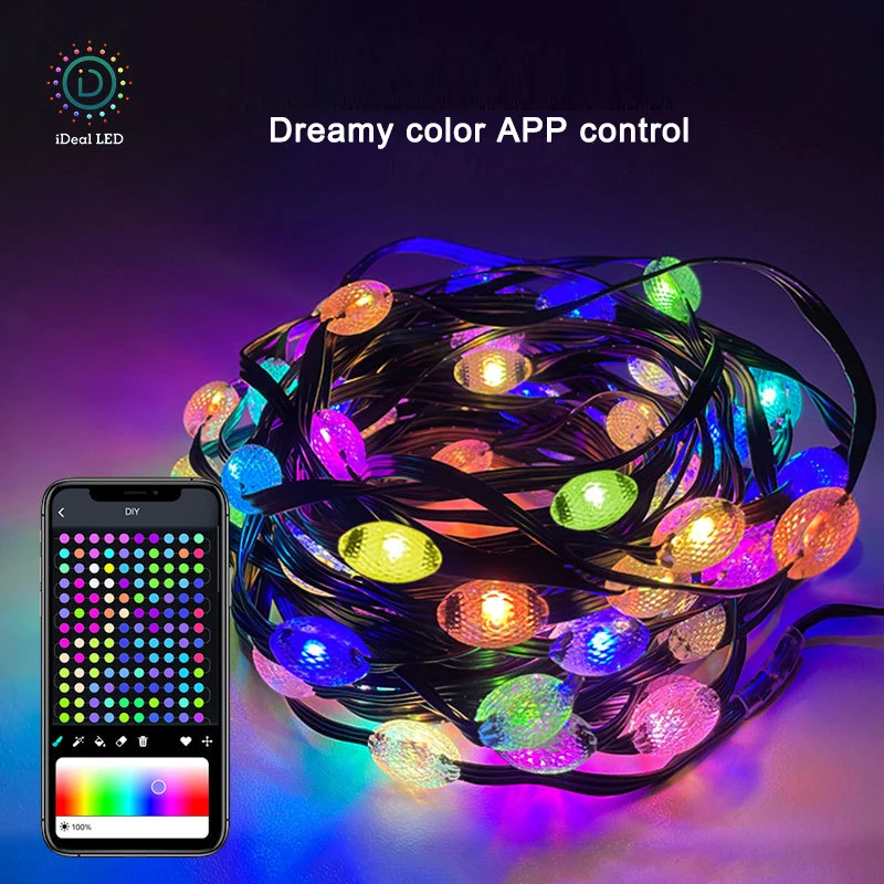 Dreamcolor diamante shap usb led string luz ws2812b guirlanda luzes de fadas para a festa de aniversário de natal decoração à prova dwaterproof água