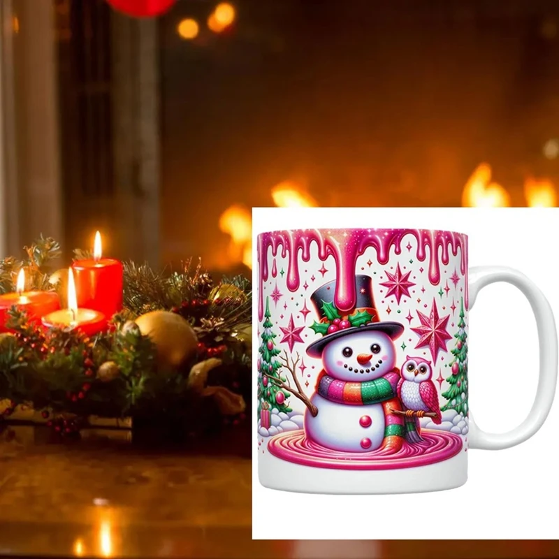 Christmas Themed Coffee Mugs Snowmans Coffee Cup For Hot Chocolate Visual Effect Pattern Ceramic Water Cup Festival Mug