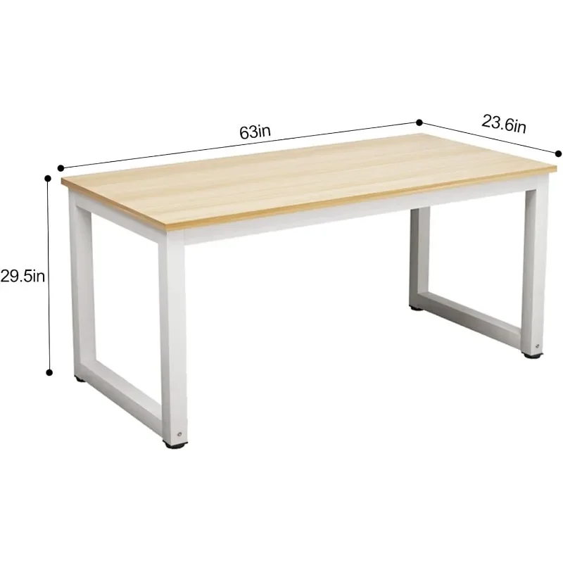 NSdirect Modern Computer Desk 63 Inch Large Office Desk, Writing Study Table for Home Office Desk Workstation Wide