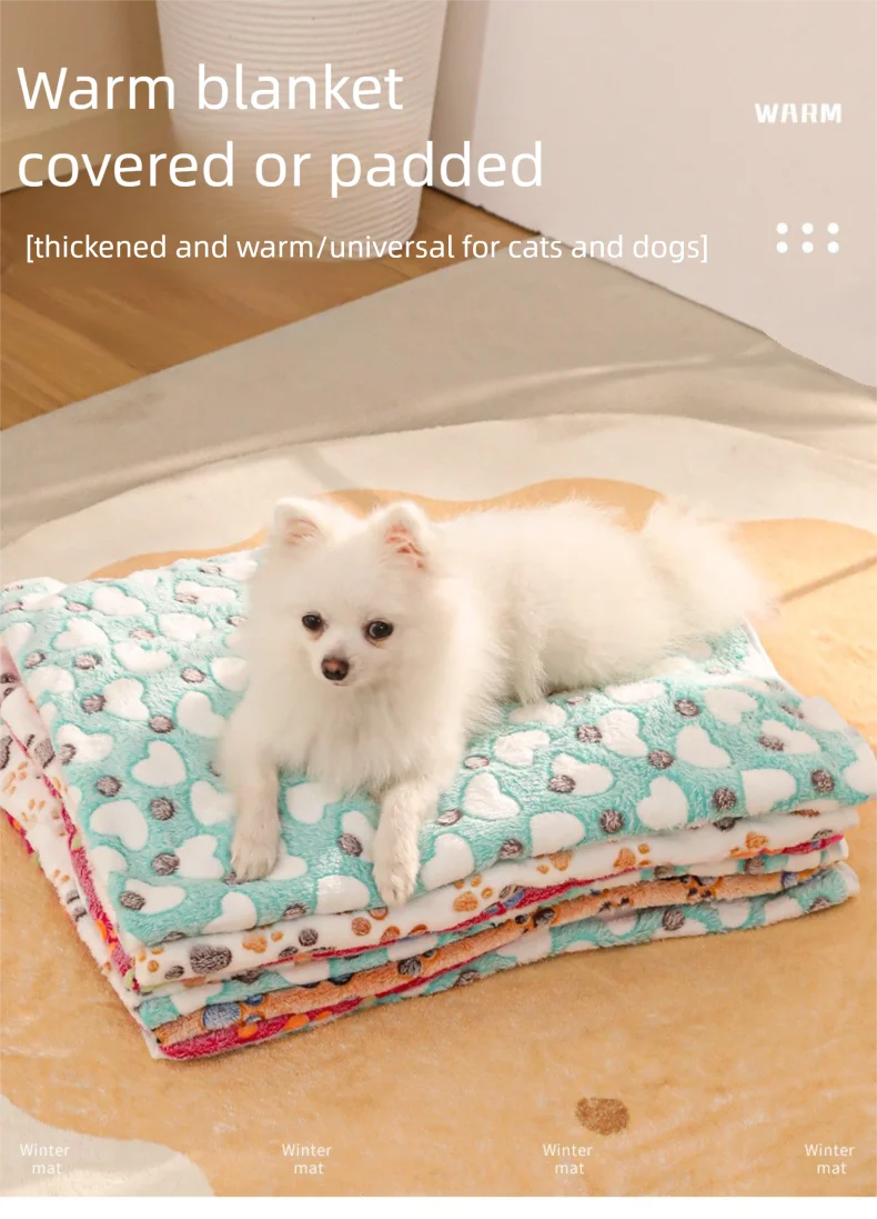Plush & Warm Pet Bed Mat, Super Soft Dog Cat Sleeping Pad for Indoor Use, Cozy Thick Fleece Blanket for Cold Weather