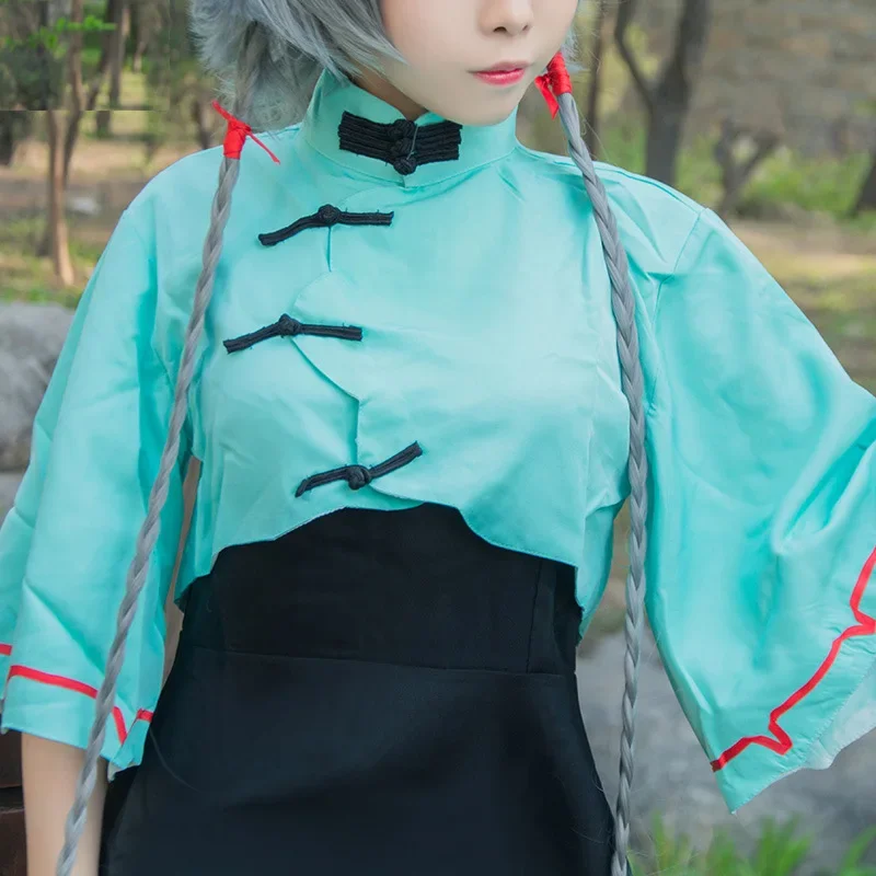 China Anime Luo Tianyi Costume Cosplay Vocaloid Miku Girls Cotton Green Lolita Dress Coat outfit Halloween Dress Up Uniform