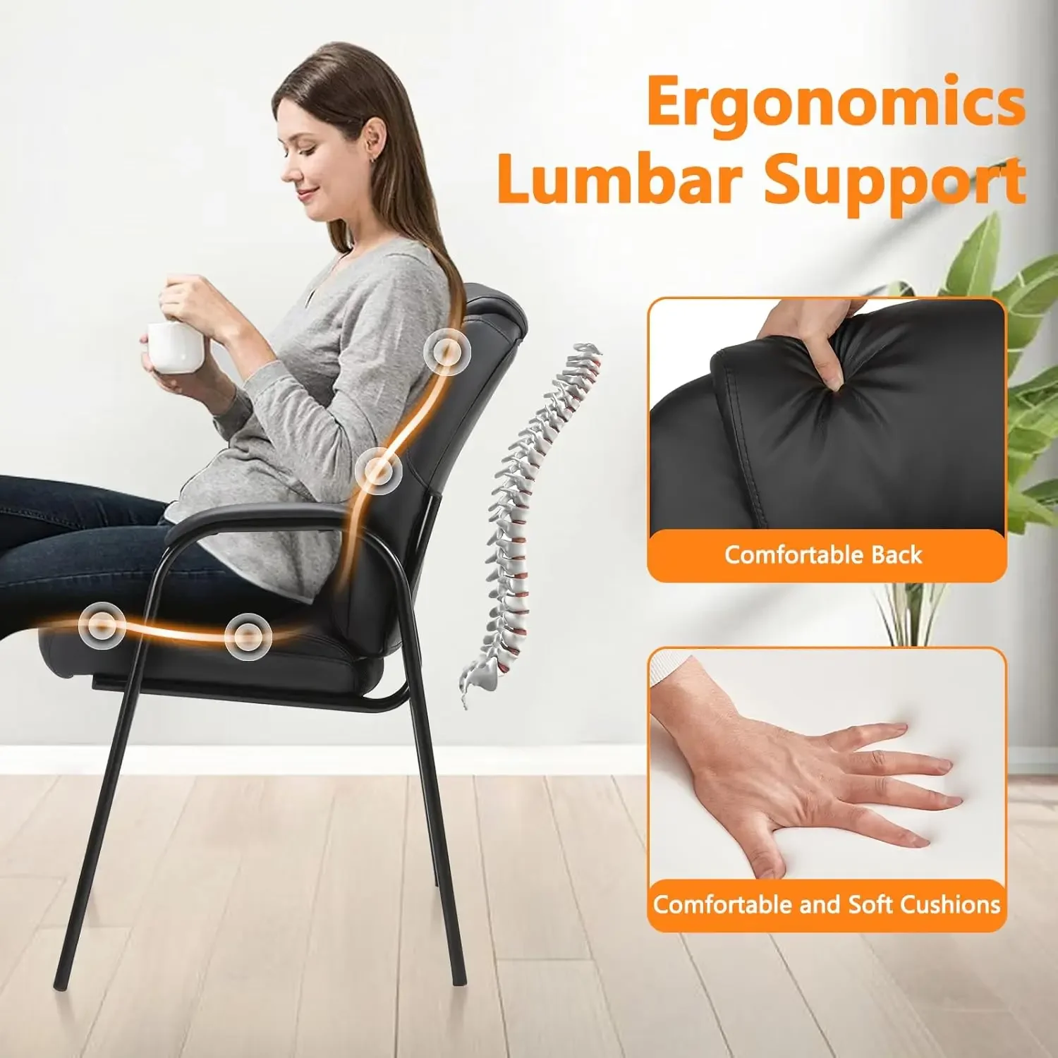 [Discounted Price, Hot Sale!]Leather Guest Chair with Padded Arm Rest for Reception Meeting Conference and Waiting Room Side Off