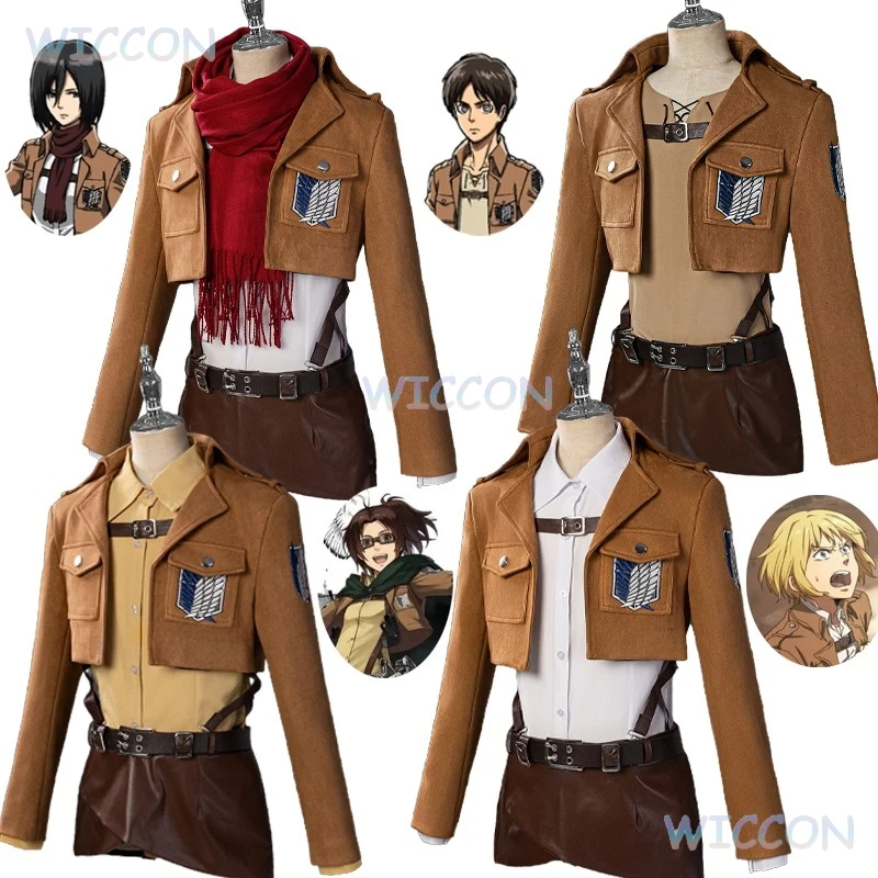 

[AnnaZhang]Anime Attack Cos On Titan Eren Jaeger Mikasa·Ackerman Armin Arlert Hange Zoe Cosplay Costume Survey Corps Full Set Wo