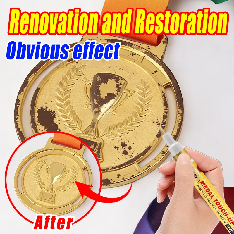 

LJM 20G Medal Touch-Up Pen, Gold/Silver Metal Repair Paint For Trophy, Medal, Metalware Scratch Removal & Restoration