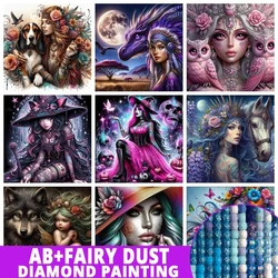 Fairy Dust AB Amazing Dream Beautiful Fairy Girl Unicorn Diy Diamond Painting New 2024 Full Mosaic Embroidery Dragon Elf Cross
