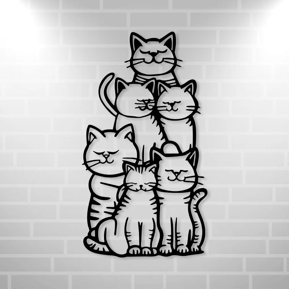 WhimsyCat Metal Minimalist Cat Silhouette Wall Art - 1pc Hanging Decor for Cat Lovers- No-Electricity Outdoor Festive Decoration