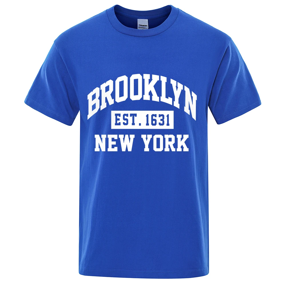 

Brooklyn Est 1631 New York Print T-Shirts Men Breathable O-Neck T Shirt Cotton All-Match Top Unisex Summer Casual Short Sleeve