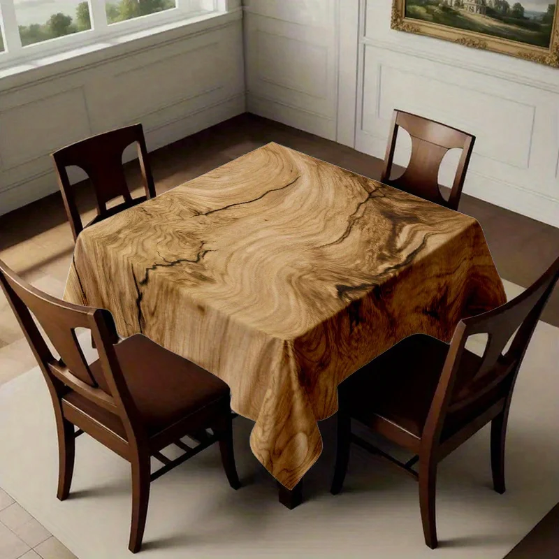 [jit] 1pc Soft, Fashionable, Beautiful and Natural Wood Grain Tablecloth, Machine Washable and Easy to Clean