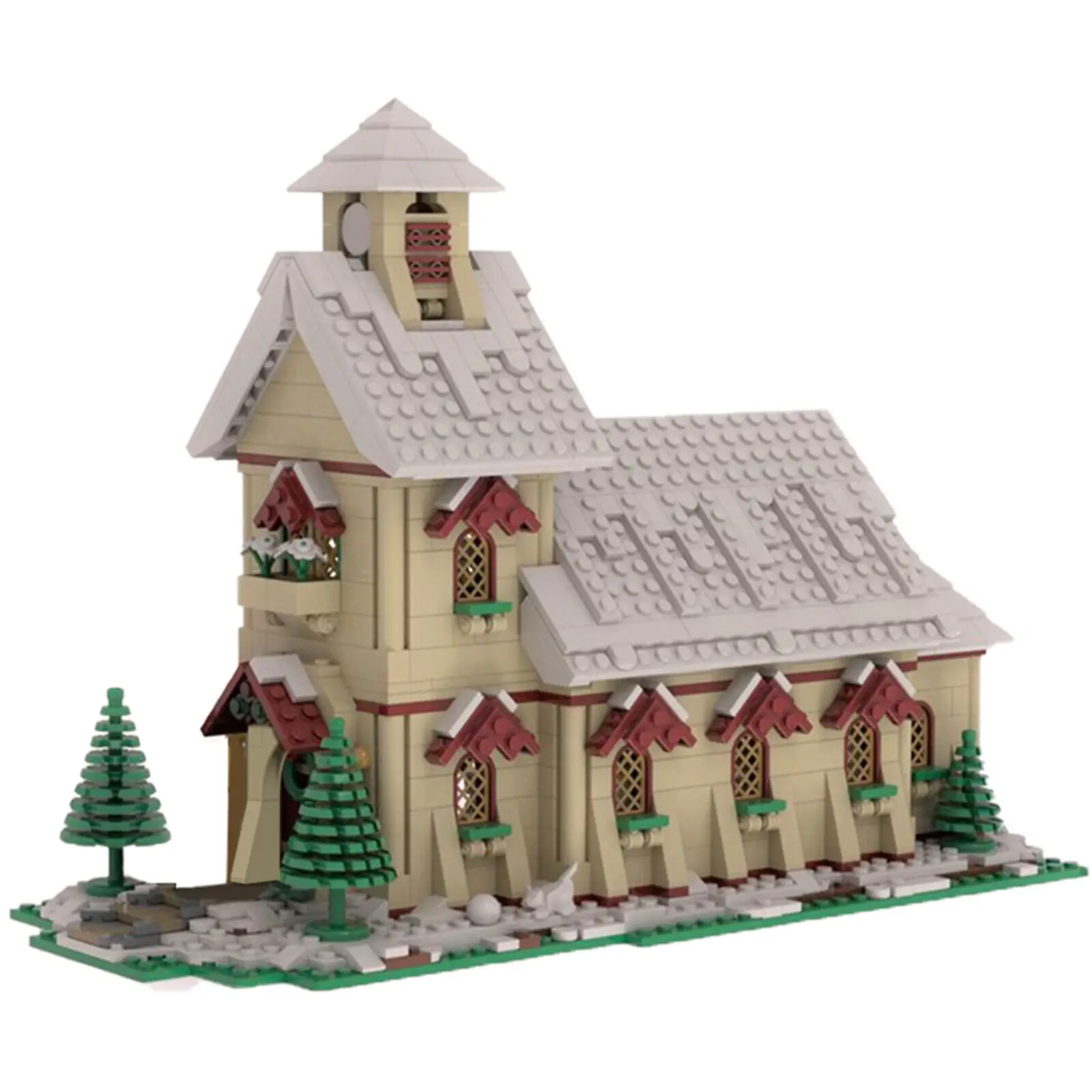 Winter Village Wedding Chapel Model Building Toys Set 1395 Pieces MOC Build