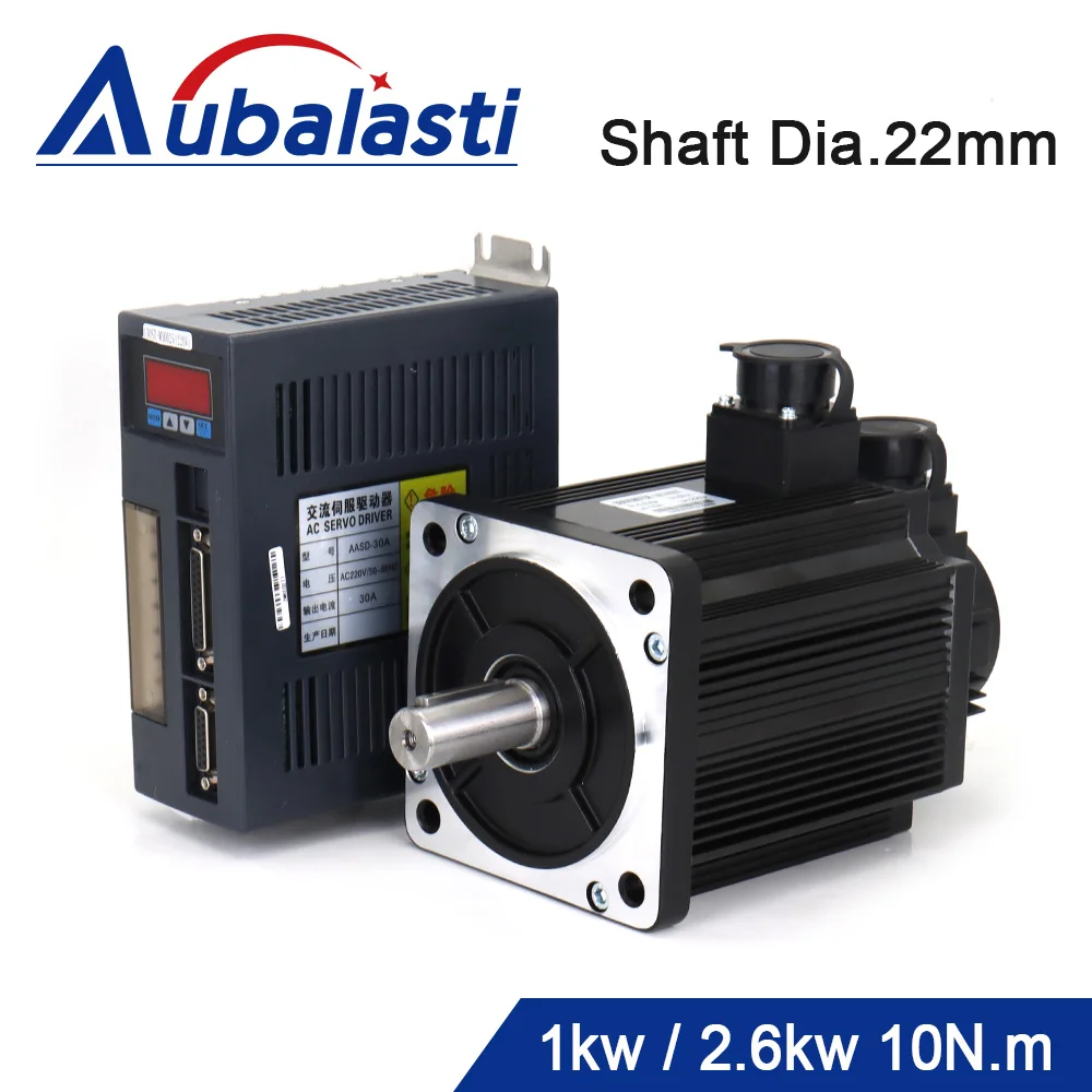 Aubalasti AC Servo Motor Kits 1KW 130ST-M10010 1000RPM / 2.6KW 130ST-M10025 10N.m 2500RPM 220V Driver AASD-30A For CNC Router