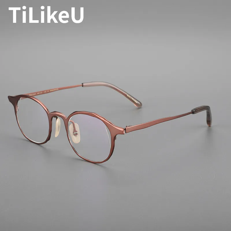 

Japanese Retro Irregular Pear Shaped Spectacle Frames Brand Designer Pure Titanium Glasses Frame Men Women Light Eyeglasses 2023