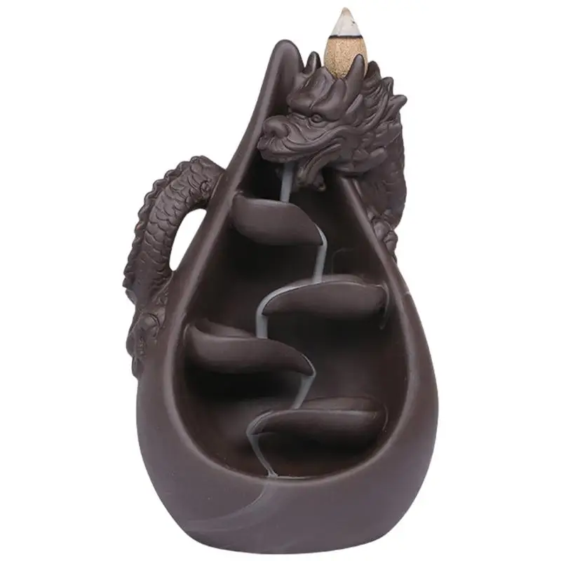 

Chinese Purple Sand Cones Burner Dragon Backflow Incense Waterfall Burner Stress Anxiety Reliever Backflow Incense Burner