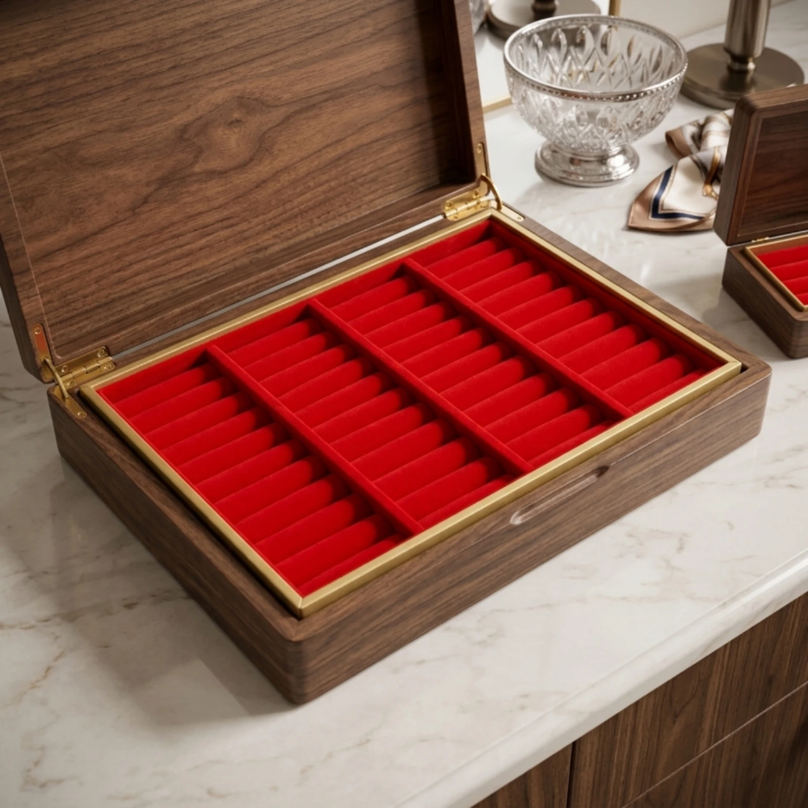 Bracelet Display Tray 44-Slot Bangle Organizer Tray Bracelet Holder Velvet-Lined Multi-Compartment for Jewelers, Shop Counters