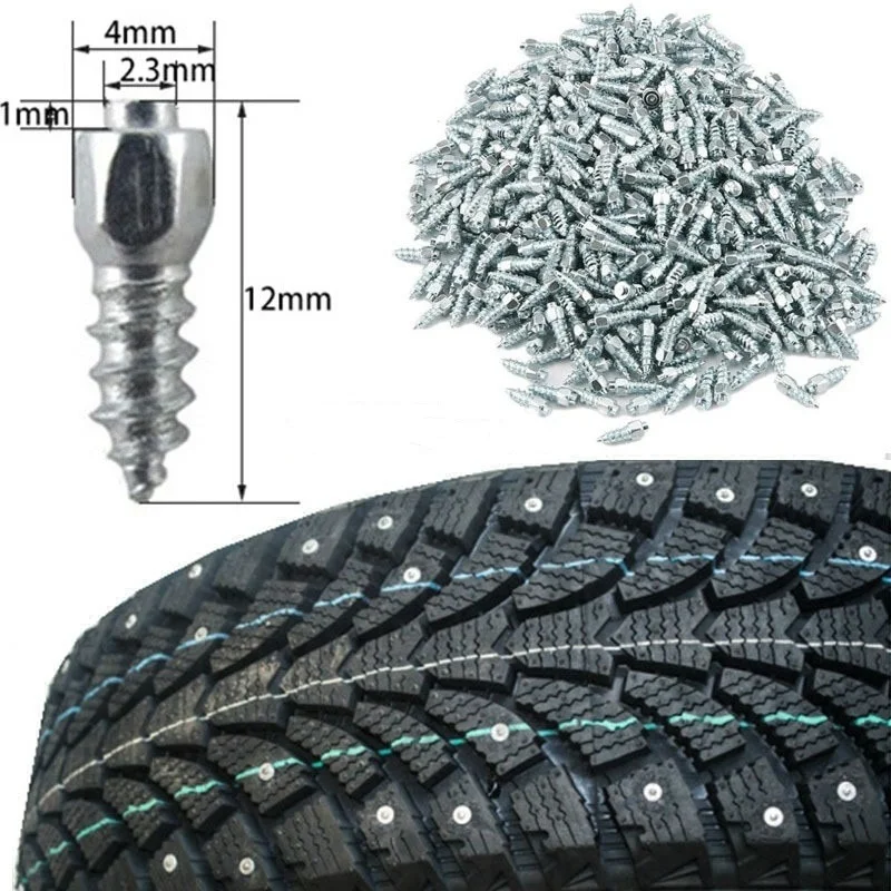 200Pcs 9mm 12mm Car Tire Studs Anti-Slip Screws Nails Auto Motorcycle Bike Truck Off-road Tyre Anti-ice Spikes Snow Sole Cleats