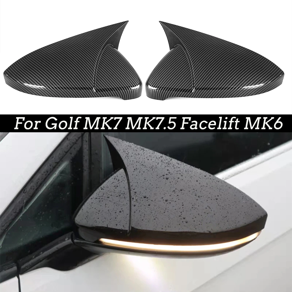 

For VW Golf MK6 MK7 7.5 GTI R GTD Base 2009-2020 2Pcs Side RearView Mirror Cover Caps Mirror Tools Case Gloss Black Tuning New