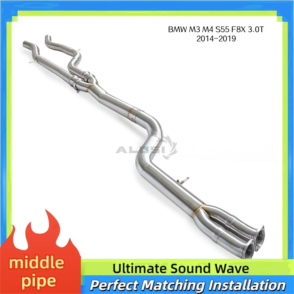 

Exhaust Mid-tube Resonator for BMW M3 M4 S55 F80 F82 F83 3.0T 2014-2019 Stainless Exhaust Pipe 89mm Muffler Race Car Upgrade