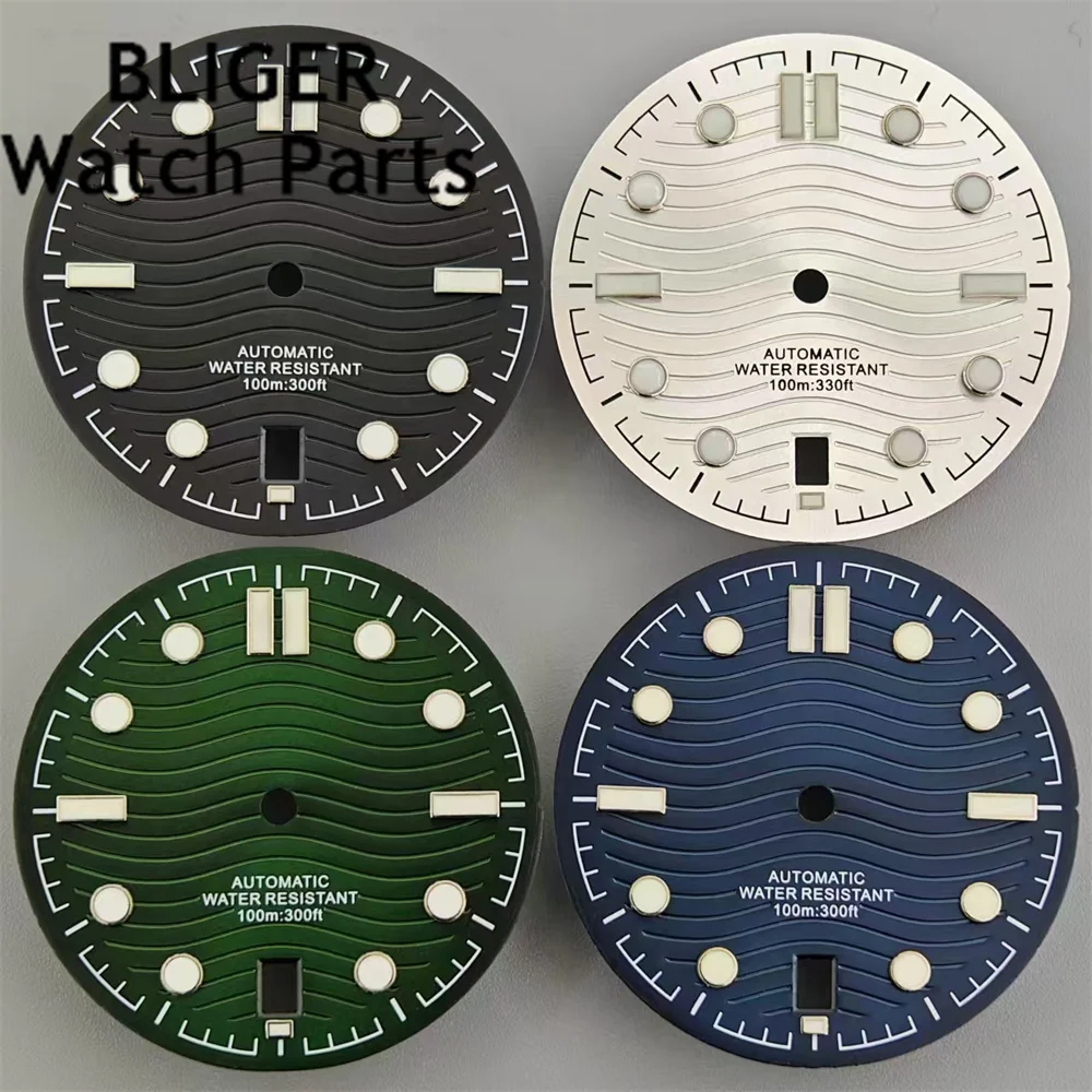 BLIGER 31 มม.NH35 นาฬิกาพร้อมเข็มตัวชี้สีเขียวส่องสว่างสําหรับนาฬิกาอุปกรณ์เสริมซ่อมเครื่องมือ 6 นาฬิกาวันที่