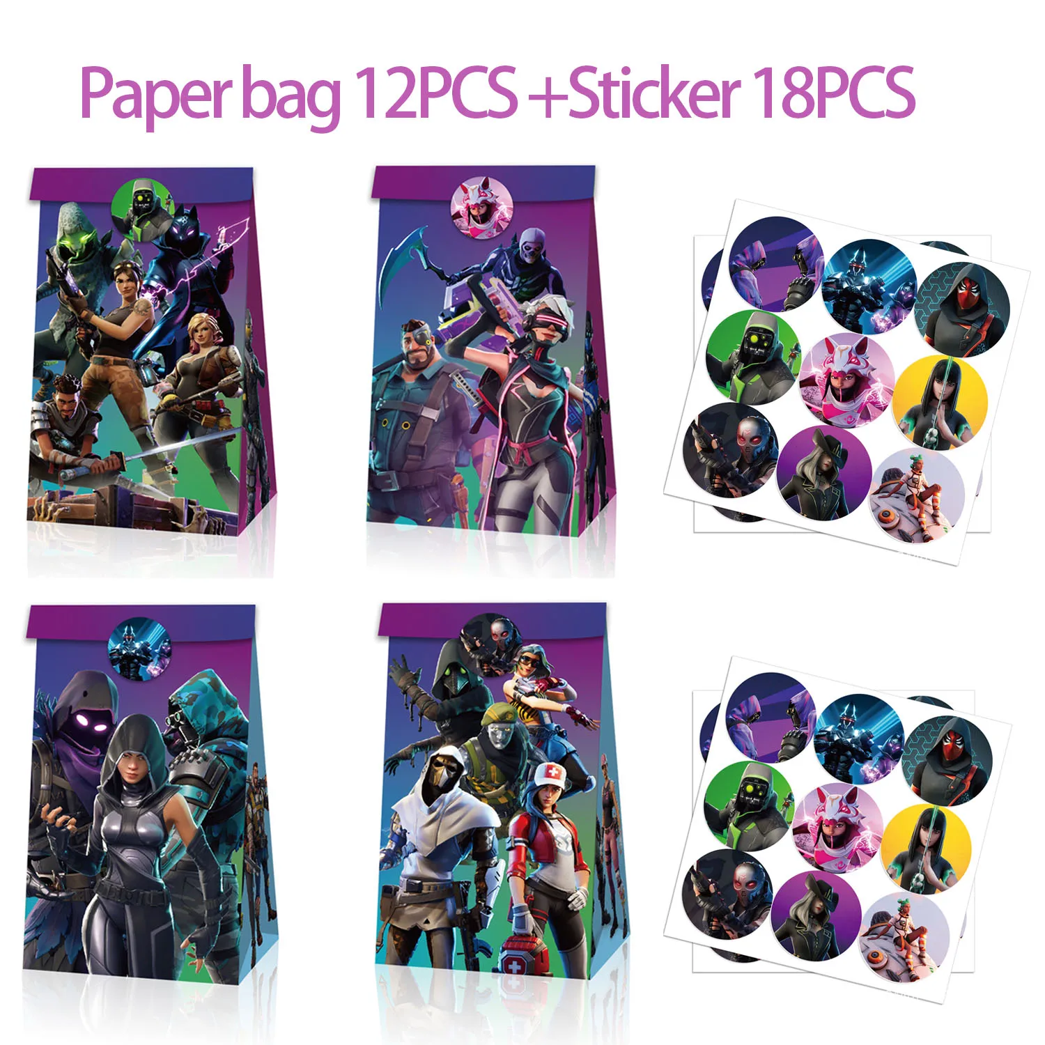 Fortnite Papierbox und Aufkleber Geburtstagsparty Snack-Süßigkeiten Kraftpapier Flache Verpackungstüten Keks-Kuchen-Aufbewahrungsbox Tragbare Geschenkbox – Detail 11